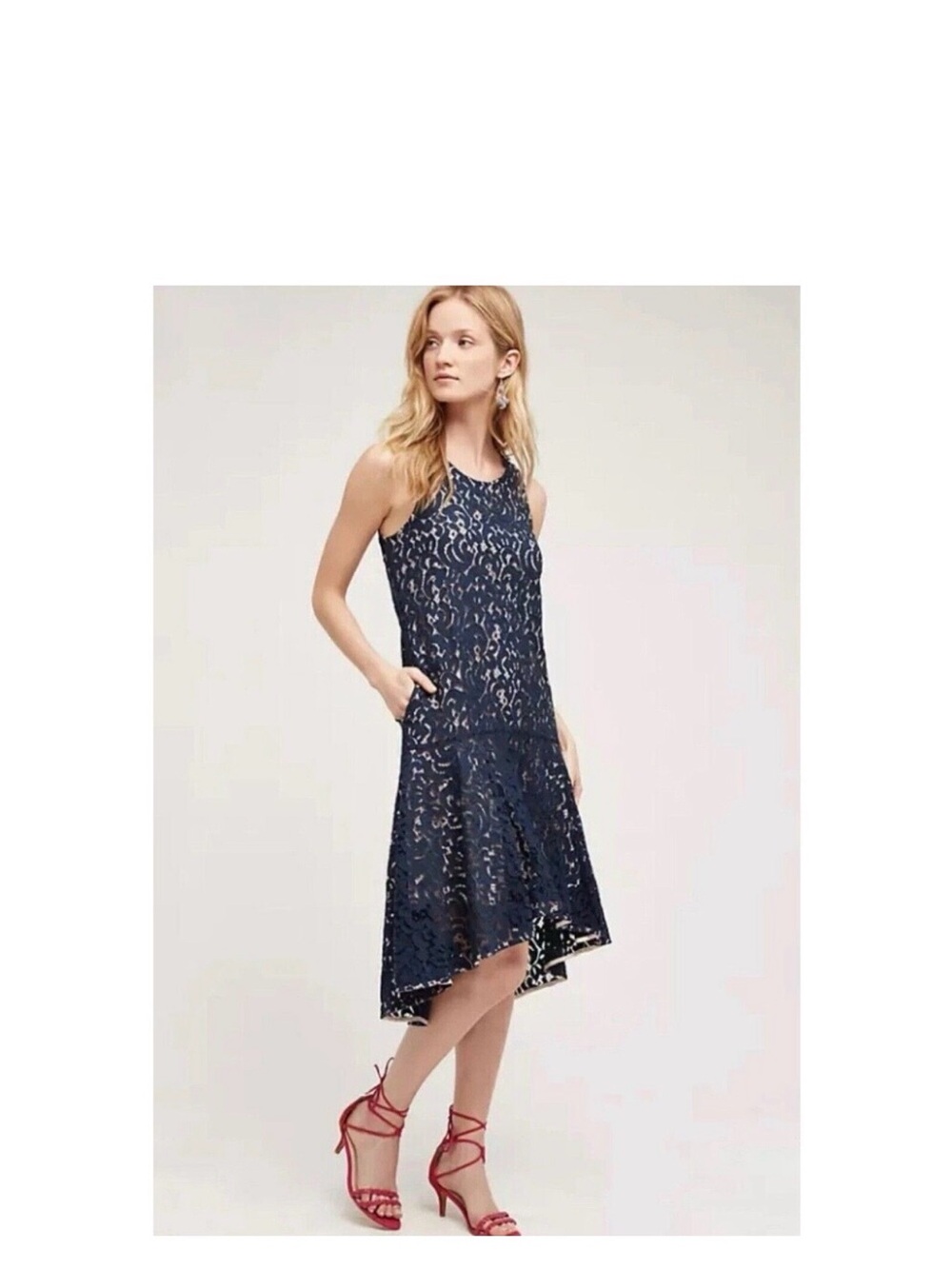 Maeve Navy Lace Hi-Low Dress